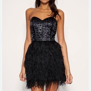 ASOS luxe feather mini dress size 10